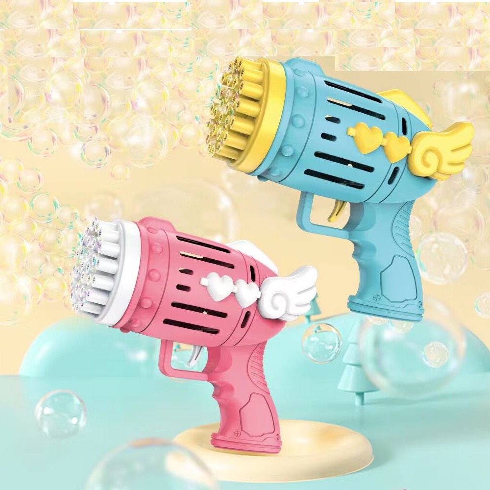 Máy bắn bong bóng 28 nòng cánh thiên thần, đồ chơi cho bé