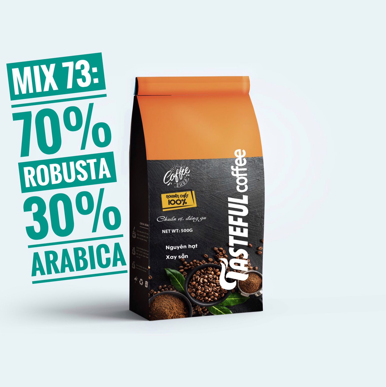 500Gr Cà phê nguyên chất, mix 70% Robusta+ 30% Arabica. Cà phê pha phin, pha máy giúp giảm cân chống lão hóa. Tặng COMBO 5 cái phin cà phê giấy tiện lợi #Tasteful Coffee