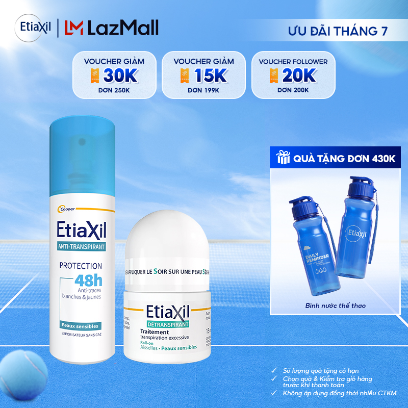 Combo xịt khử mùi tức thì etiaxil 100ml và lăn khử mùi ngăn mồ hôi etiaxil 15ml