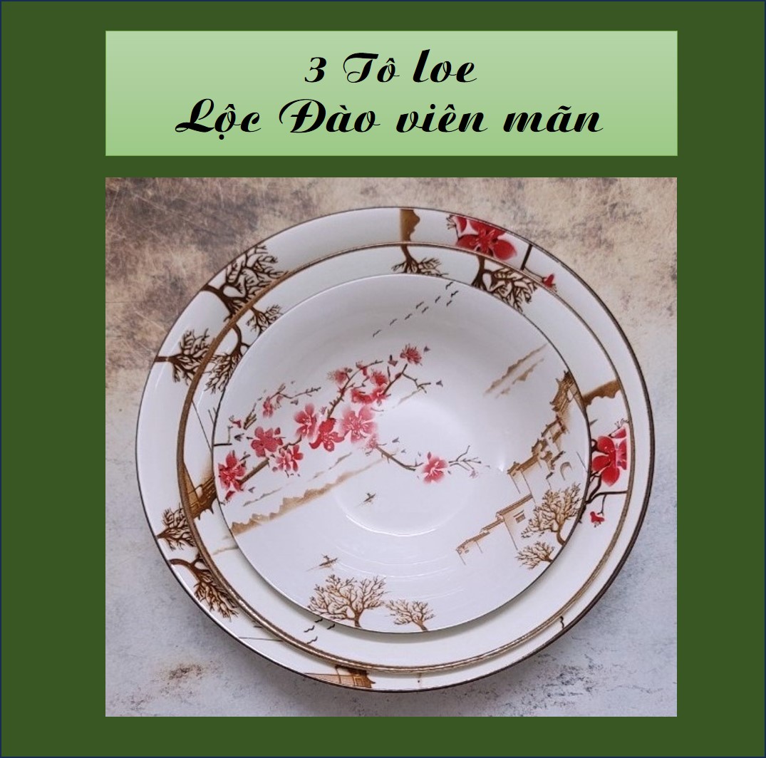 Tô loe gốm sứ cao cấp họa tiết hoa lộc đào viên mãn – đủ size