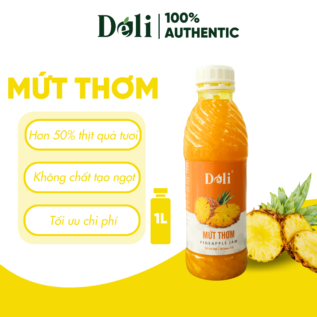 Mứt thơm Déli - 1 lít - thịt quả tự nhiên, chuyên dùng pha chế trà trái cây, sinh tố