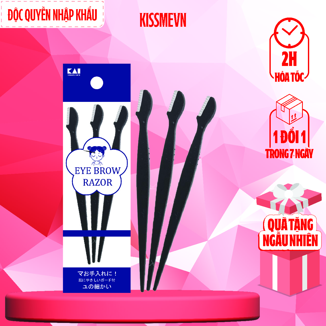 Dao cạo lông mày cán dài kai groom 38531-hc1161