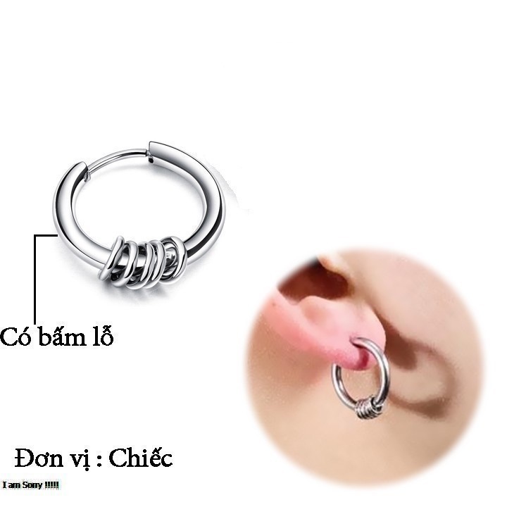 ( 1 Chiếc) Bông Tai Nam Inox Cá Tính Giá Rẻ Phong Cách Hàn Quốc Bấm Lỗ Tai