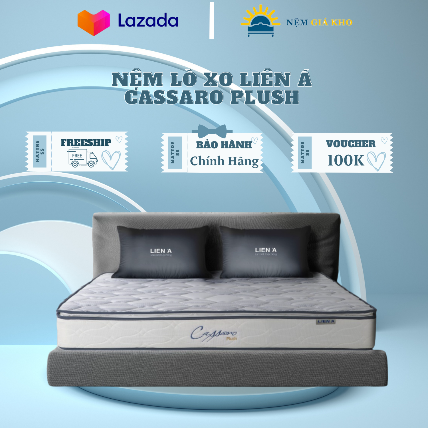Nệm lò xo liên á cassaro plush hút ẩm tốt - bảo hành 10 năm