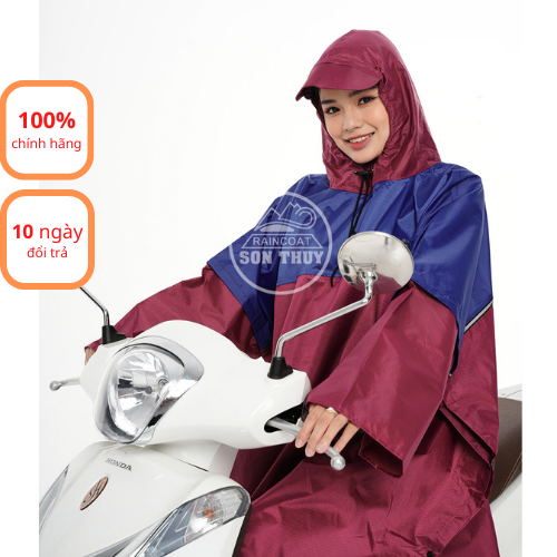 Áo mưa choàng cánh dơi So'n Thủy, cài cạnh, áo mưa vải dù vân tổ ong siêu nhẹ K7CD