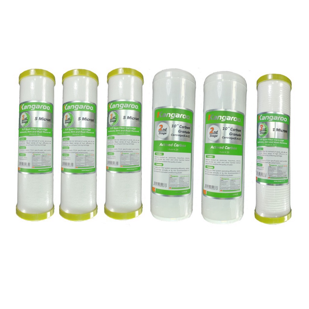 Combo 6 lõi lọc nước kangaroo chính hãng - 3 lõi 1, 2 lõi 2, 1 lõi 3 ,cam kết chính hãng kangaroo.