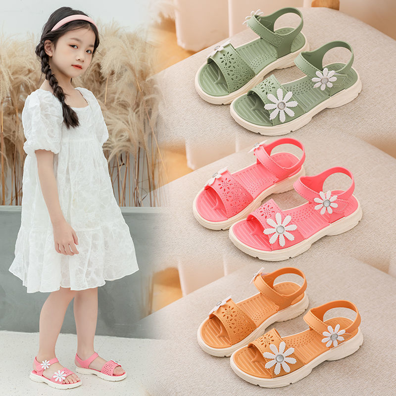 Dép bé gái xăng đan sandal bé gái chất cao su hình hoa cúc công chúa shoes for kid cho bé từ 3 - 15 tuổi