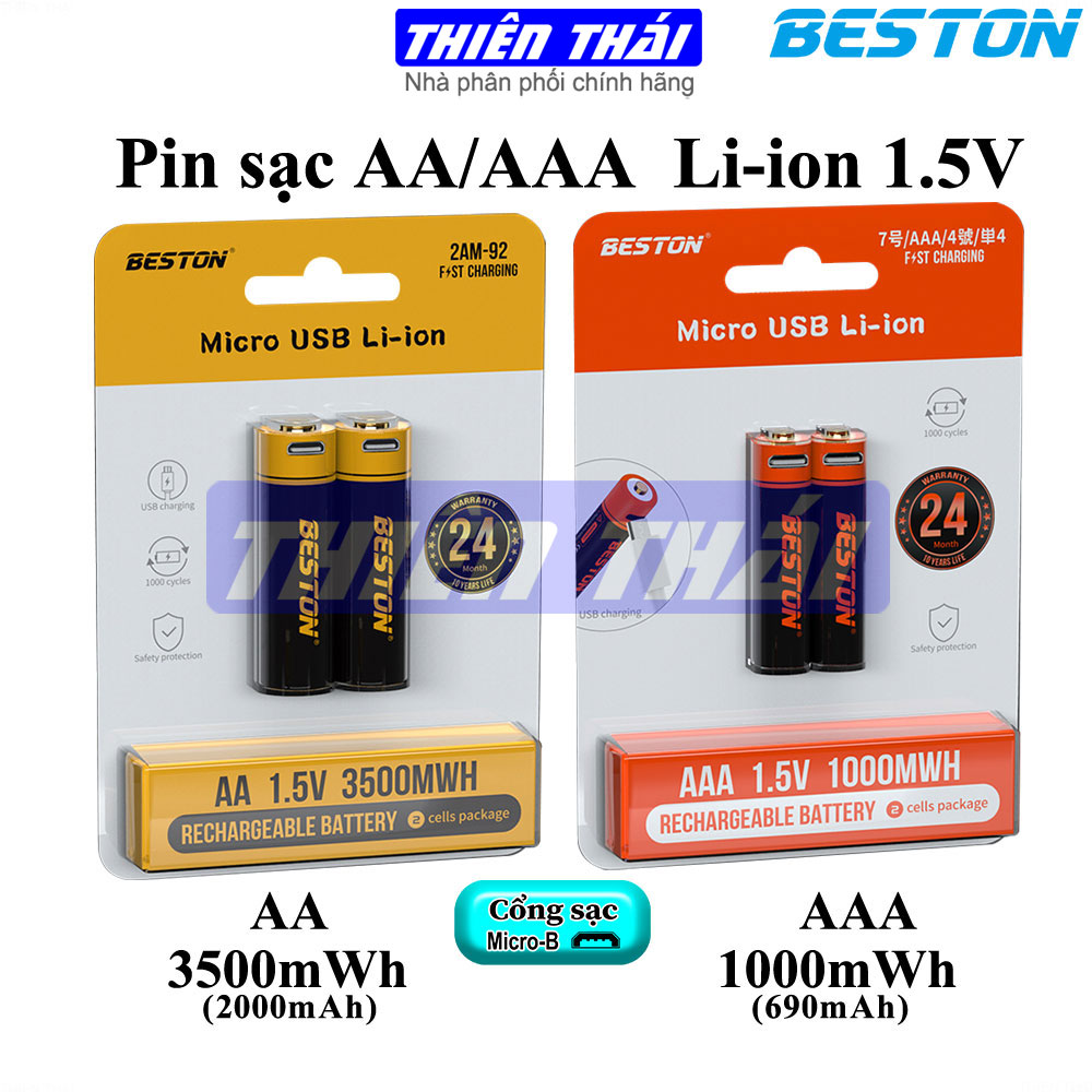 Pin sạc AA AAA BESTON,pin sạc USB AA 2AM-92,AAA 3AM-28,pin sạc Li-ion AA