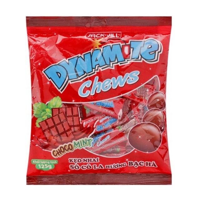 Kẹo nhai 3 viên Dynamite sô cô la hương bạc hà / Túi 25 viên 125g