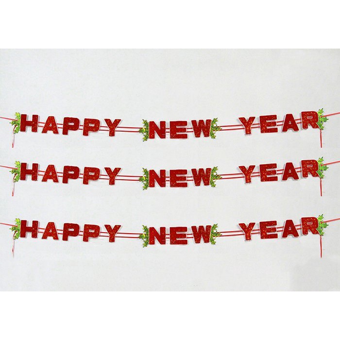 Dây chữ happy new year vải nhung 1m3, 2m trang trí năm mới, lễ, tết