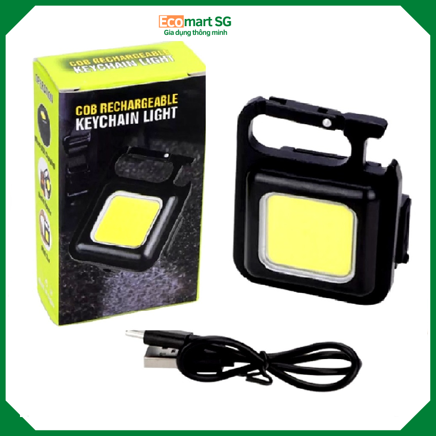 Đèn pin mini móc khóa đèn led siêu sáng sạc usb tiện dụngtích hợp nam châm, nẫy mở bia, đèn pin mini kiêm móc khóa đèn pin đa năng siêu sáng 3 chế độ ecomast eco60