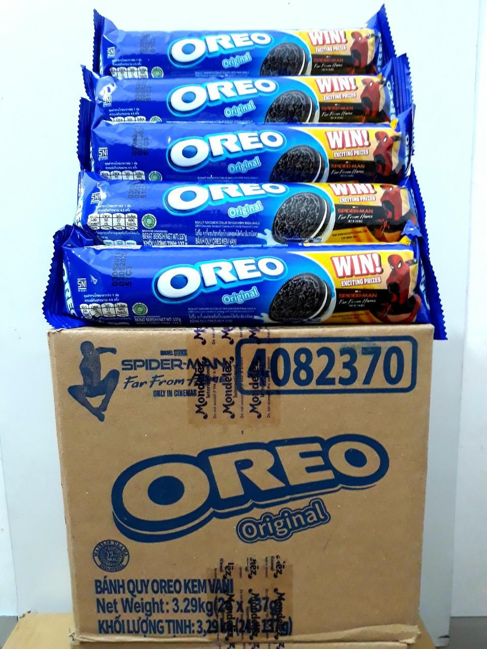 Thùng 24 Thỏi Bánh Quy Oreo Kem Vani 133g