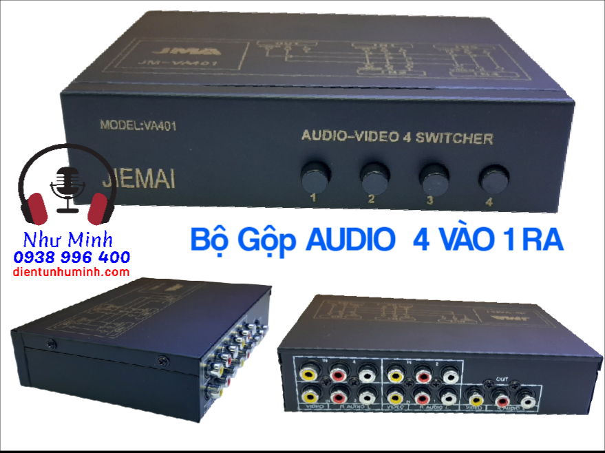 [HCM]Bộ Gộp âm thanh 4 vào 1 ra ( hộp kim loại nút nhấn )