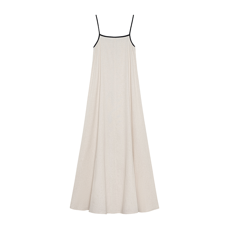 Nosbyn - đầm maxi linen hai dây màu almond - n403-d001