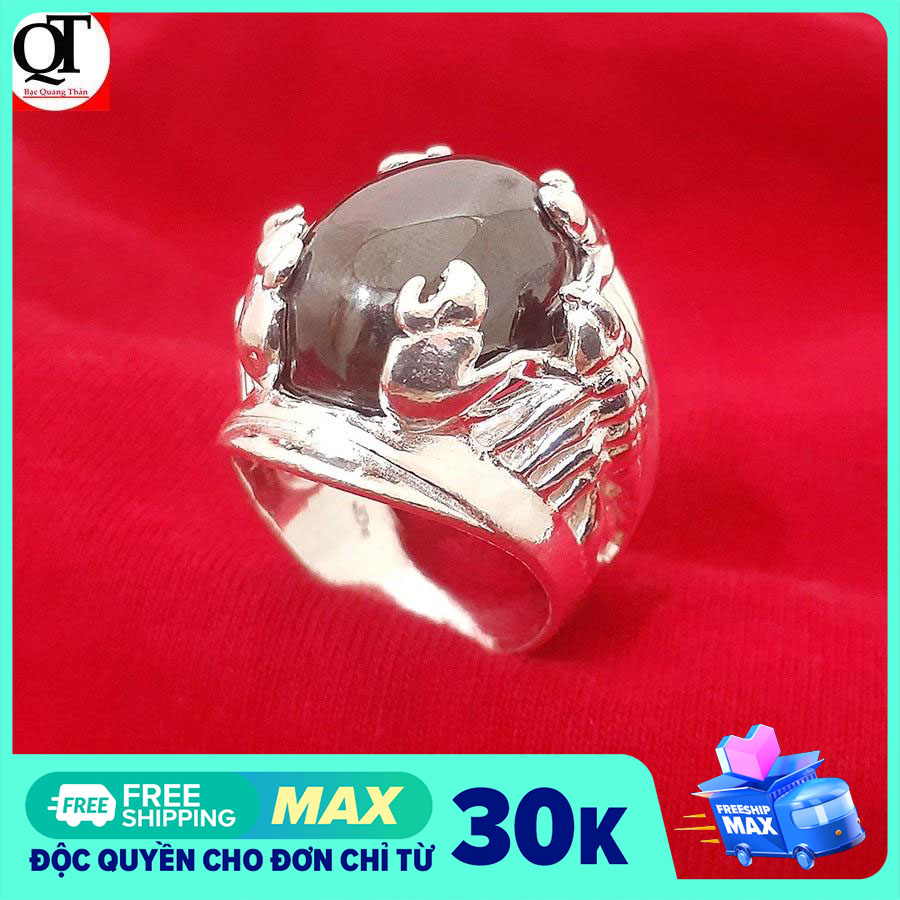Nhẫn nam Bạc Quang Thản, nhẫn nam Bọ Cạp phong cách độc lạ mặt đá hình ovan có hai màu đỏ và đen, chất liệu bạc ta không xi mạ, có thể chỉnh size tay theo yêu cầu – QTNA12
