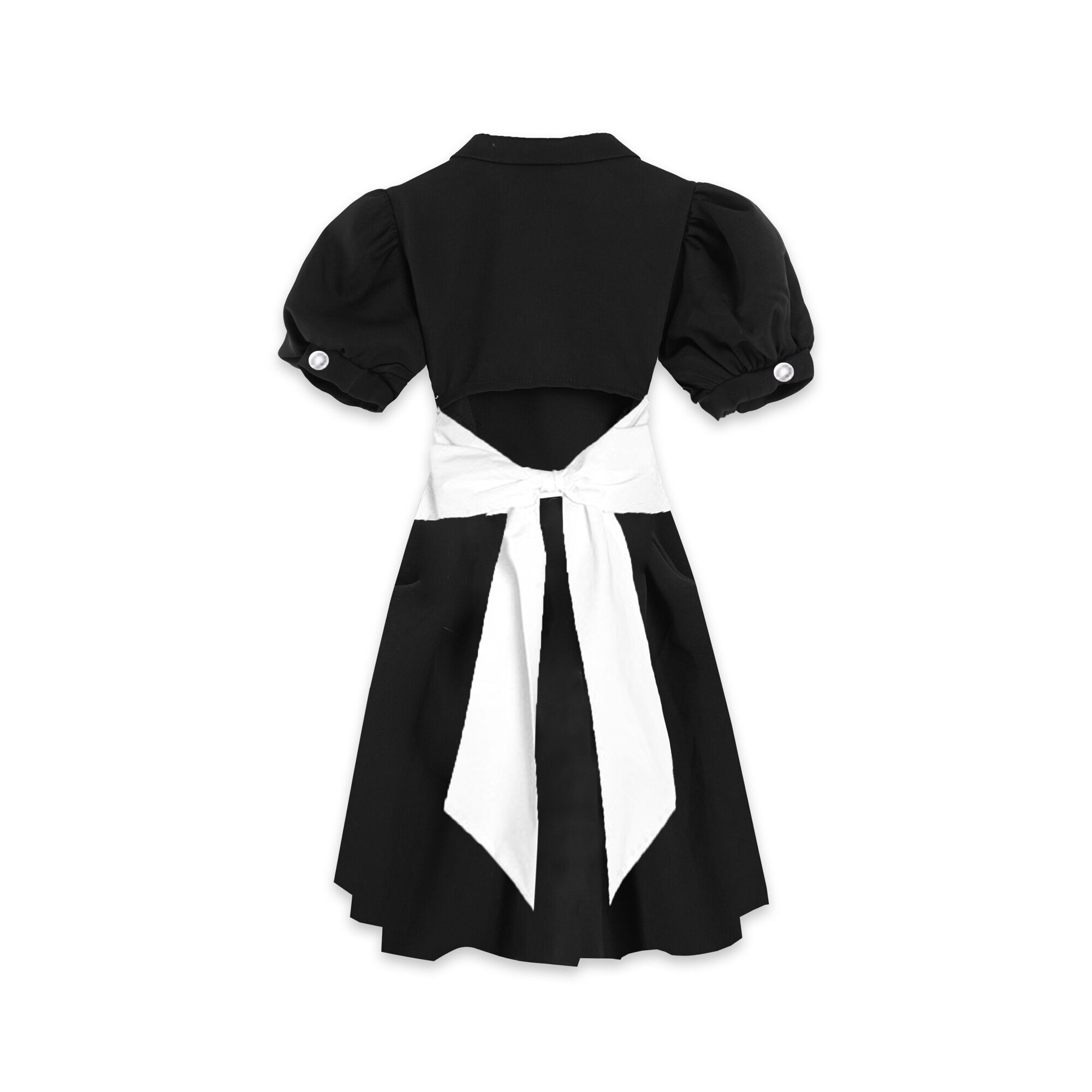 Váy đầm polo fiona hở lưng tiểu thư phối nơ tay bồng souris by g
