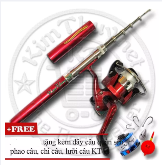 Bộ cần câu bút du lịch KT Mini M1 Red 100cm+ Kèm Máy câu đứng + Dây câu Phao câu Chì câu Lưỡi câu