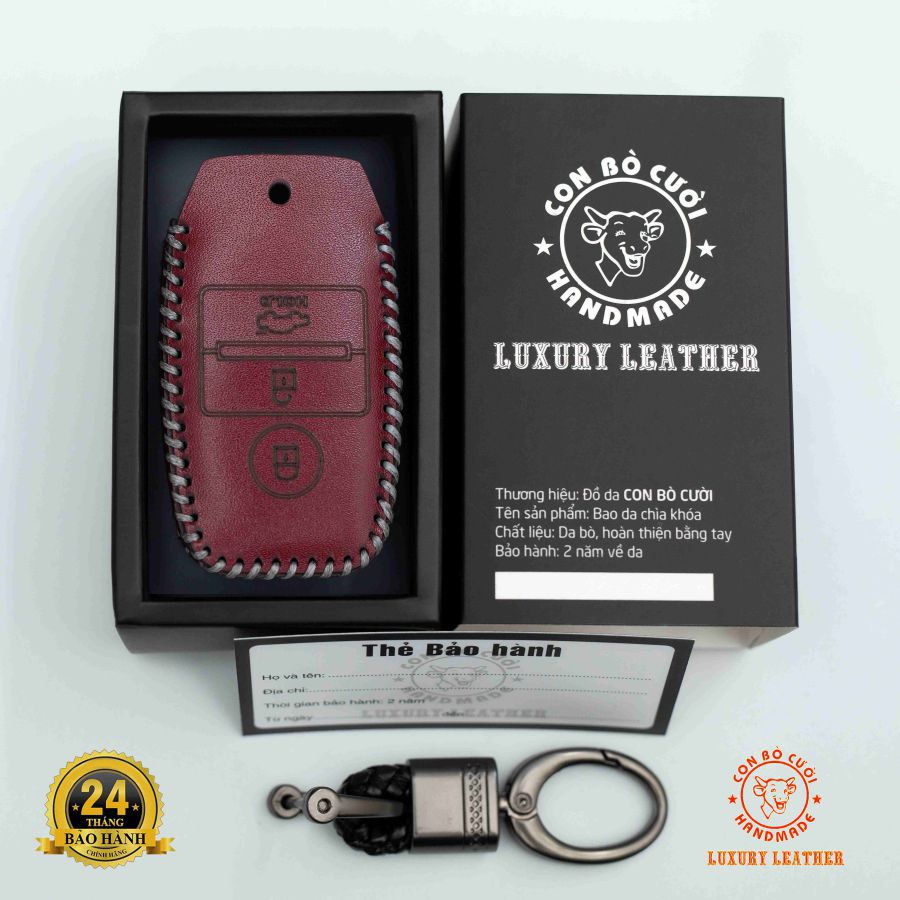 Bao Da Chìa Khóa Ôtô Kia Seltos,Soluto,K3, Cerato 14-18, Sorento, Morning 2021...Da Bò Thật 100% ITALIA, Khắc Tên + Số ĐT