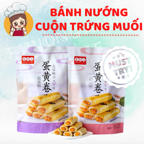 Bánh nướng cuộn trứng muối 2 vị khoai môn đậu đỏ gói 310g