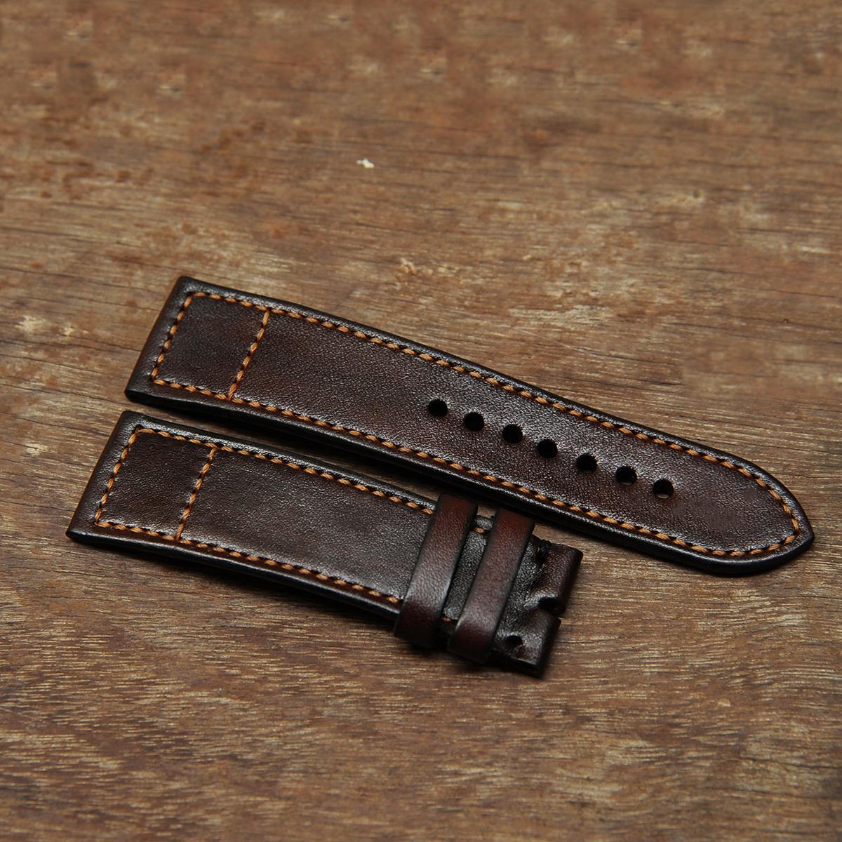 Dây đồng hồ nam da bò handmade mỏng mầu nâu  - Dây đồng hồ handmade nam da bò nhập khẩu - Dây đồng hồ Mino Crafts DD254