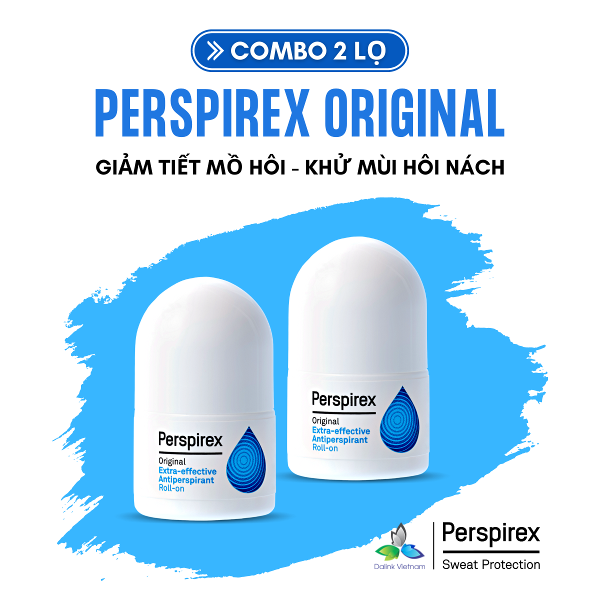 COMBO 2 LỌ lăn ngăn tiết mồ hôi Perspirex Original 20ml - giảm tiết mồ hôi và khử mùi hôi nách