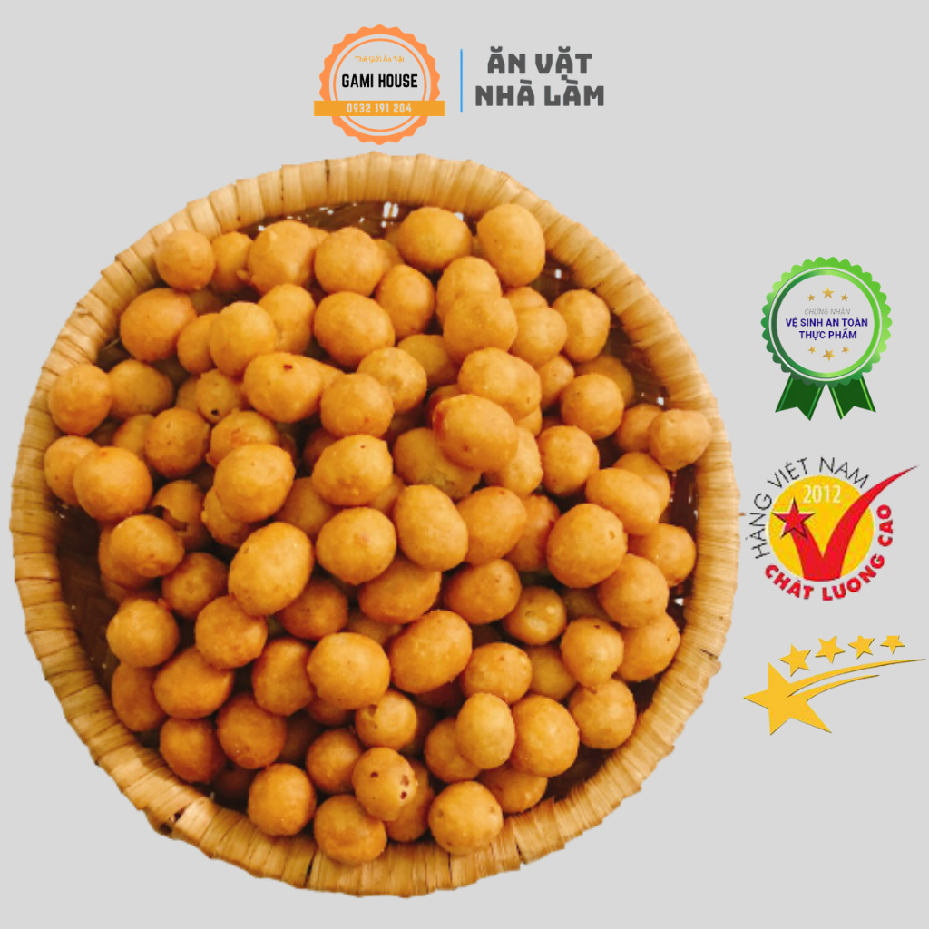 Snack đậu phộng da cá tỏi ớt, đậu phộng da cá nước cốt dừa giòn tan hũ 500g - đồ ăn vặt nhà làm