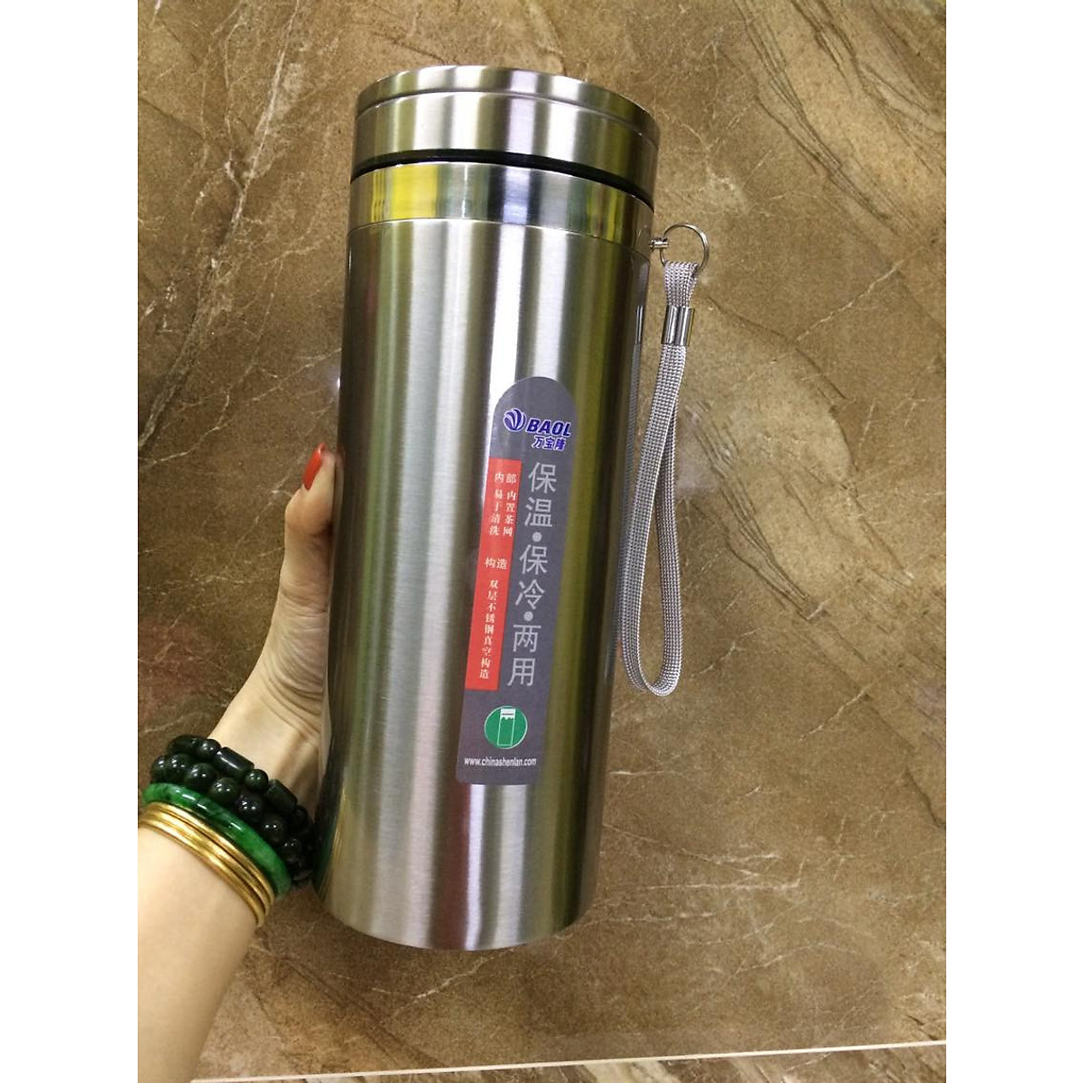 Bình Giữ Nhiệt 2 Lớp Inox 304 1200Ml Có Quai Treo Giữ NhiệT Trên 15H