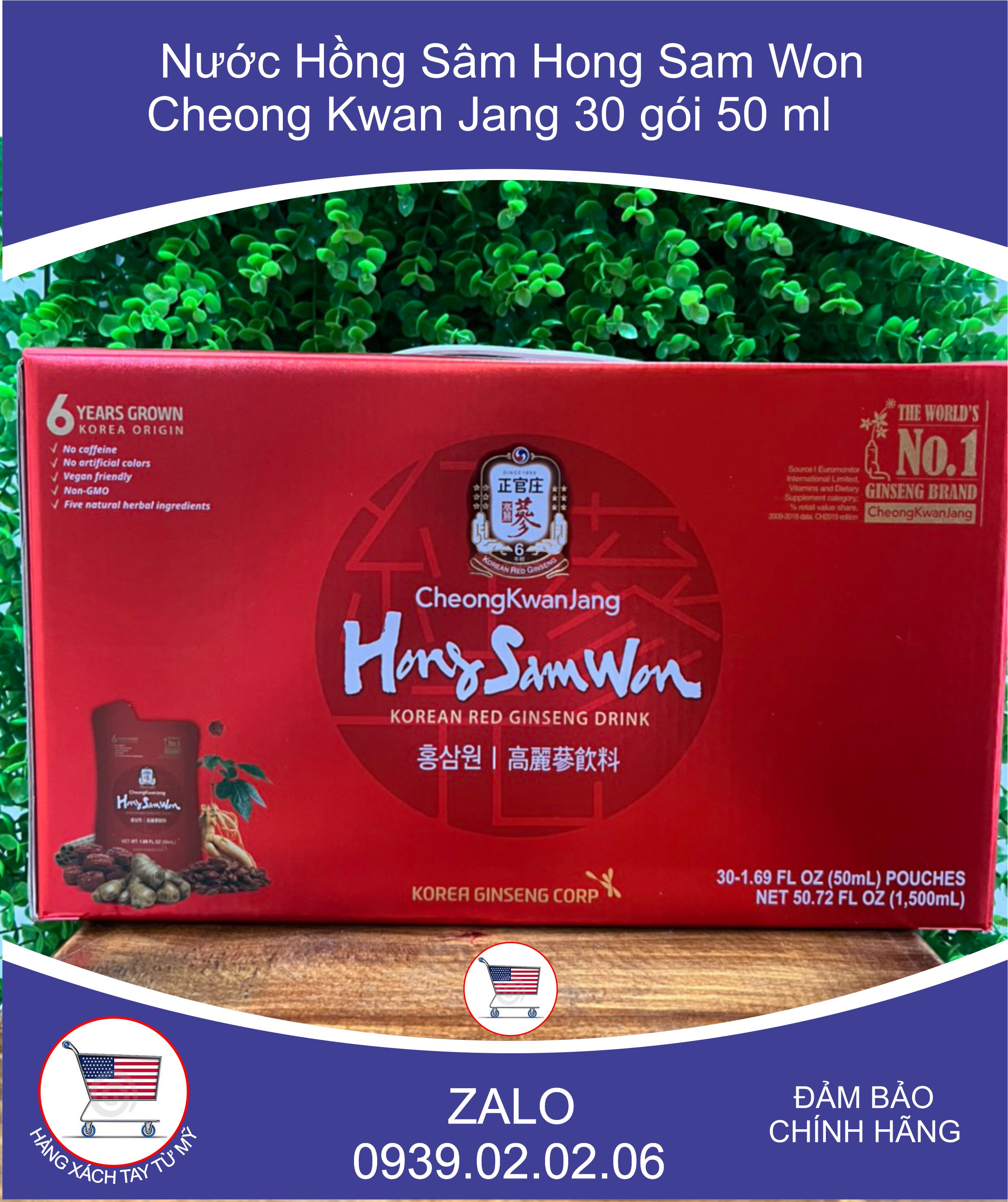 Hồng sâm nước hàn quốc 6 năm tuổi hong sam won. thùng 30 gói. mua tại costco mỹ