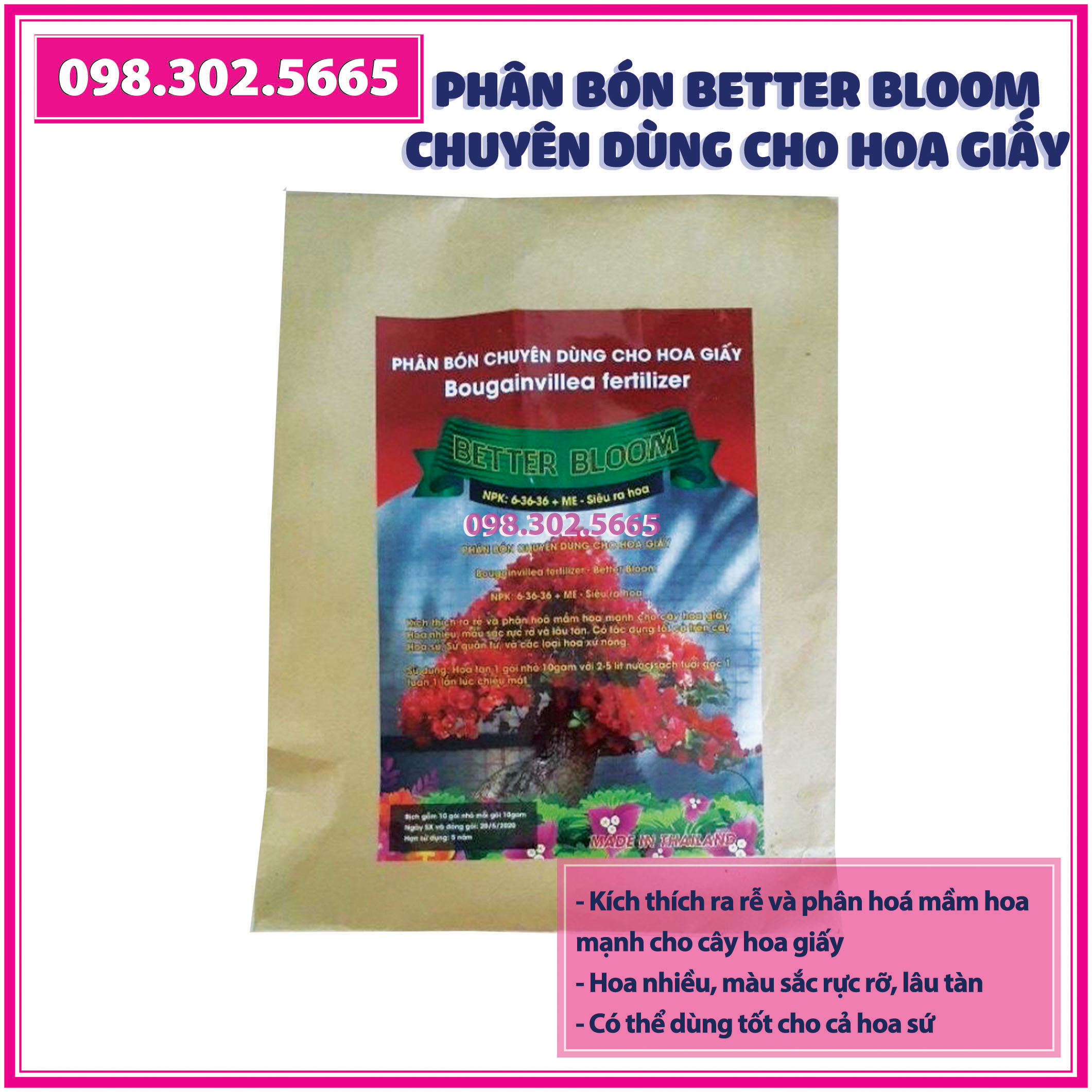Phân bón NPK Better Bloom chuyên dùng cho hoa giấy - siêu ra hoa