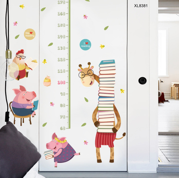 Decal đo chiều cao hươu và heo peppa