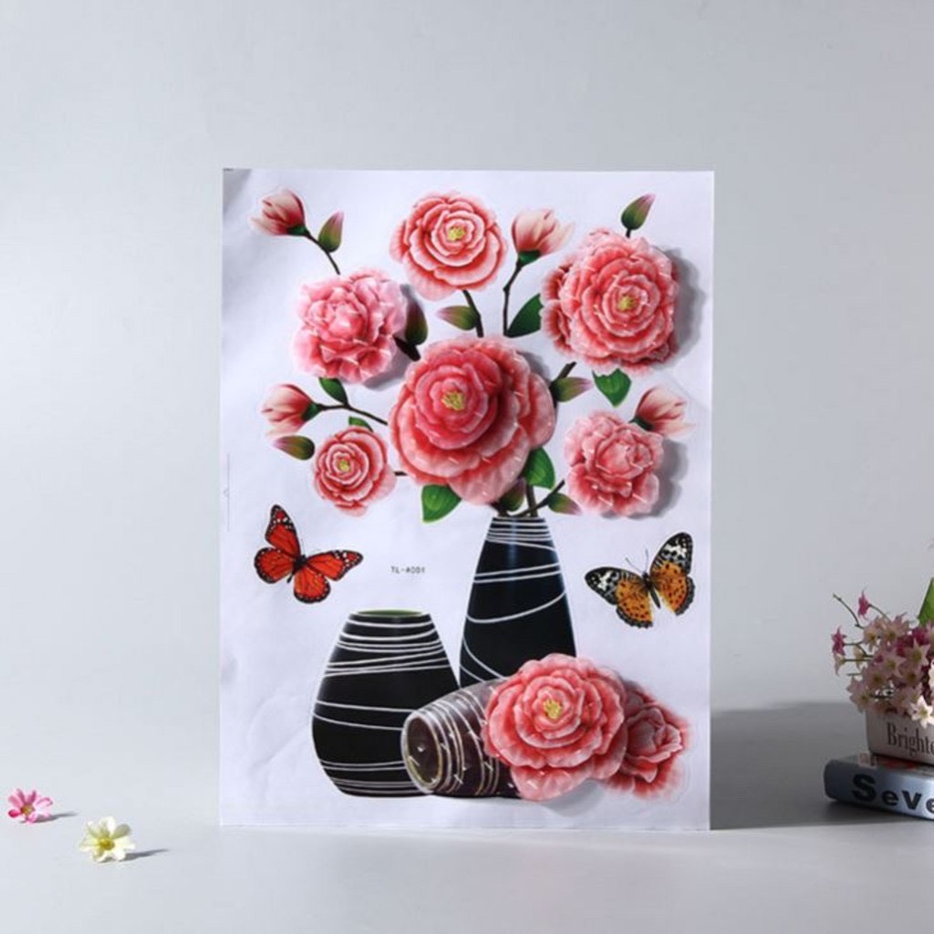 COMBO 10 Tranh hoa nổi 3D trang trí nhà cửa cửa kính, cửa ra vào, tủ lạnh nhà bếp. Sẵn keo chỉ việc bóc ra dán thôi