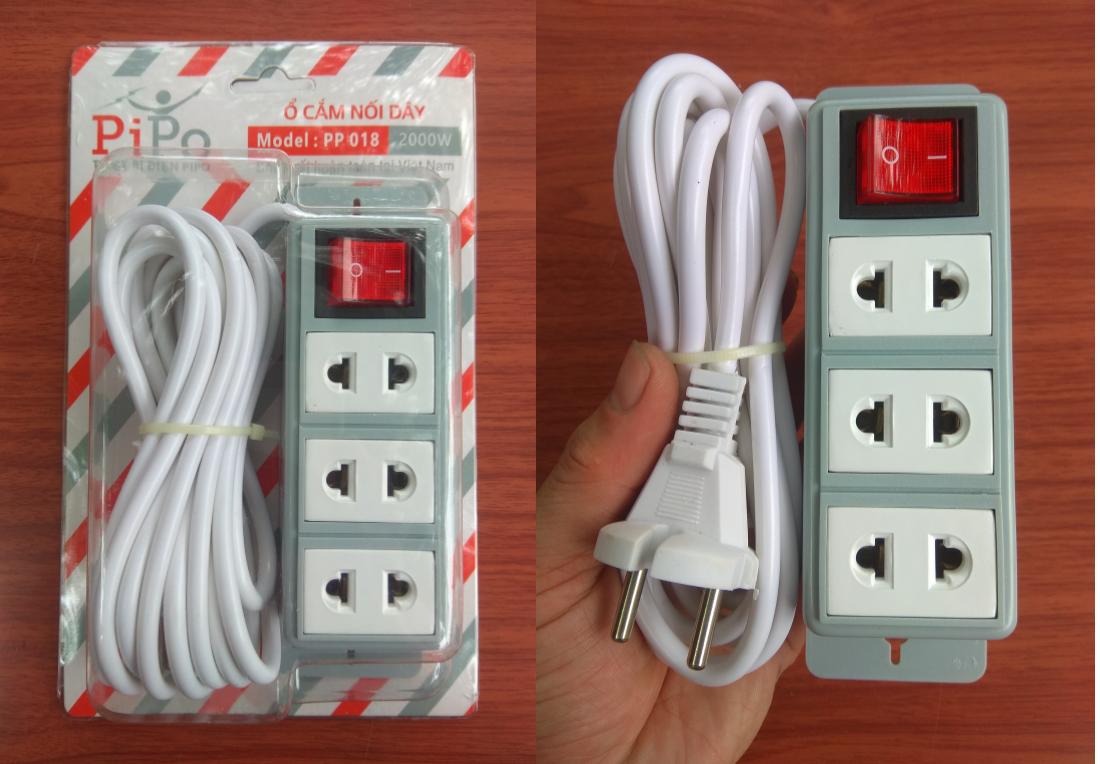Ổ cắm pp018 pipo 2000wổ cắm điện 3 lỗ pp018 pipo 2000w dây 3m ổ cắm điện pipo pp018 2000w dây dài 3 mét 3 lỗ ổ cắm pp018 pipo 2000w - 7036150674 ổ cắm điện pipo pp018 2000w hàng xịn loại tốt ổổ cắm pp018 pipo 2000w giá sỉ - giá