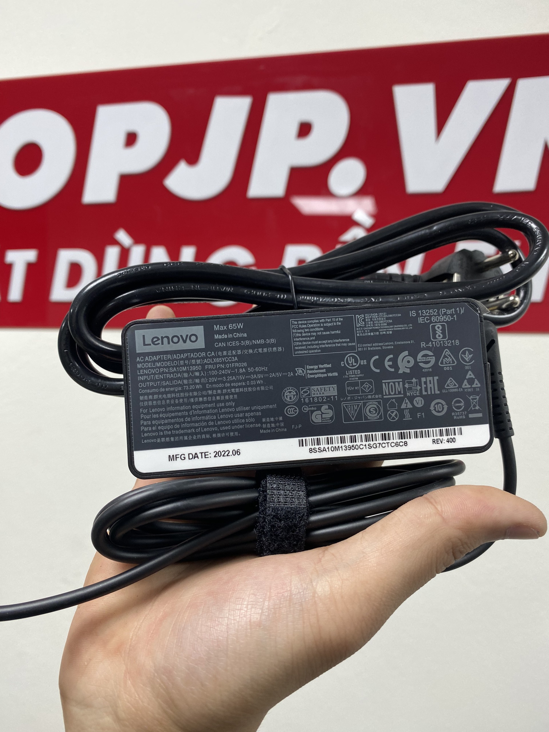 Sạc lenovo 20v -3.25a 65w chân type c cho các dòng laptop