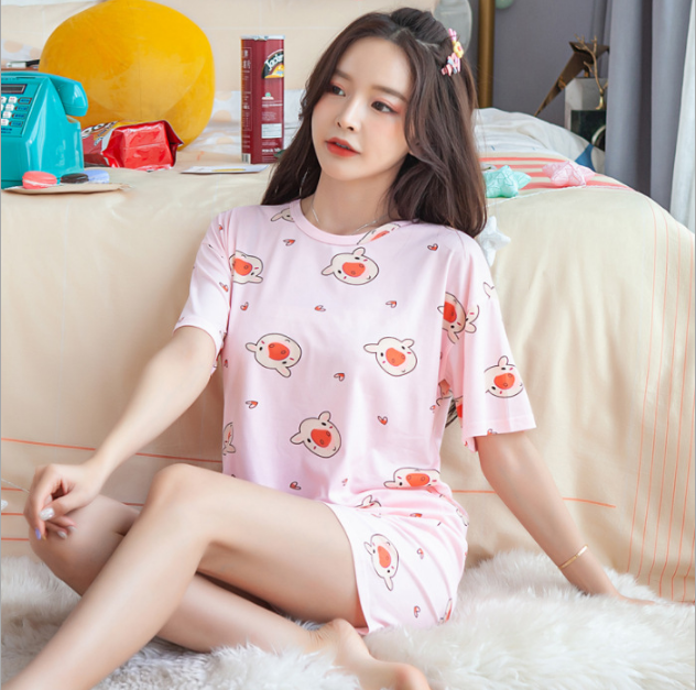 [Sale TẾT 3 Ngày] Bộ đồ ngủ nữ ngắn tay, hình  LỢN HỒNG