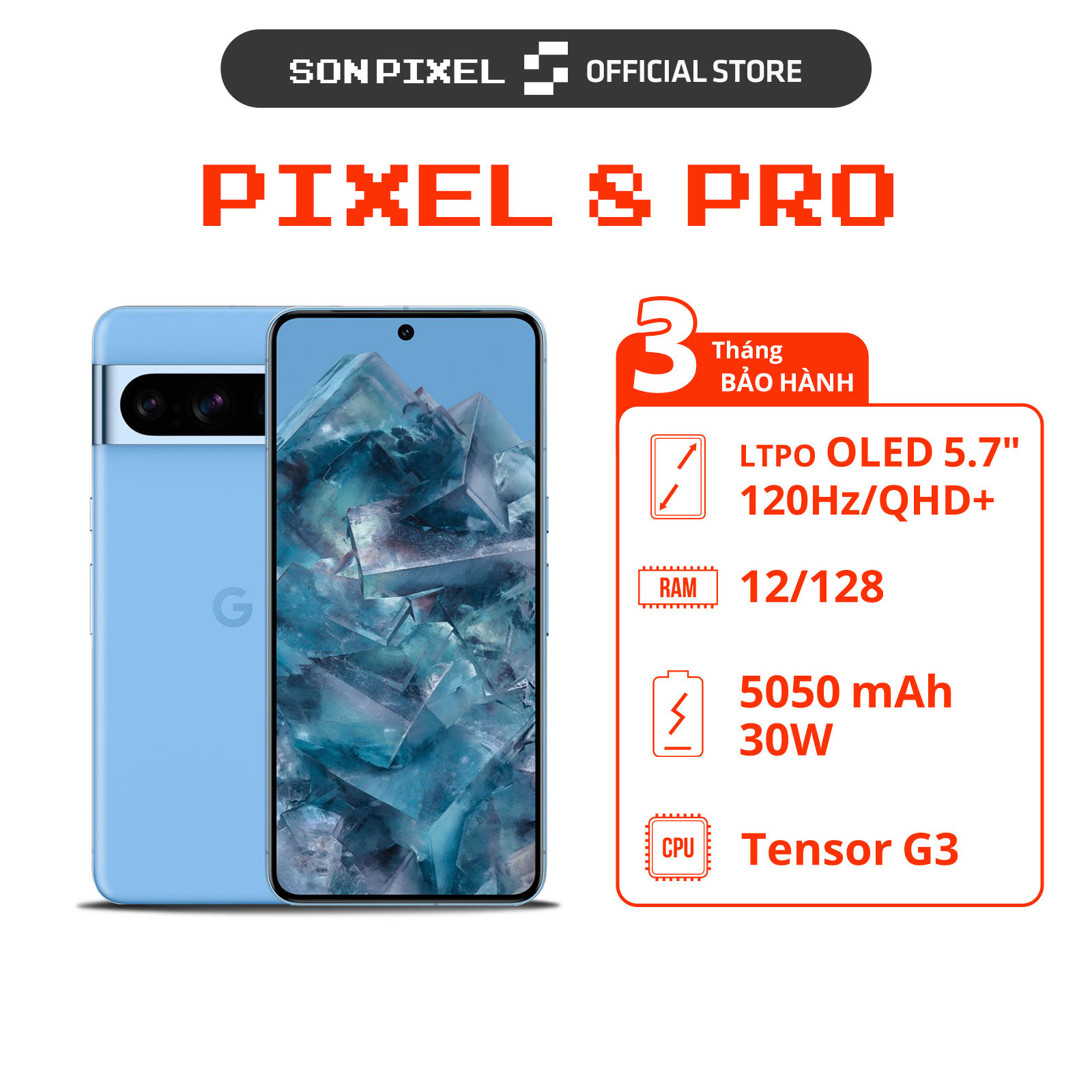 Google Pixel 8 Pro, tensor G3 chip with AI ultra top camera, 12/128/256/512GB/1T Ram, sonpixel.