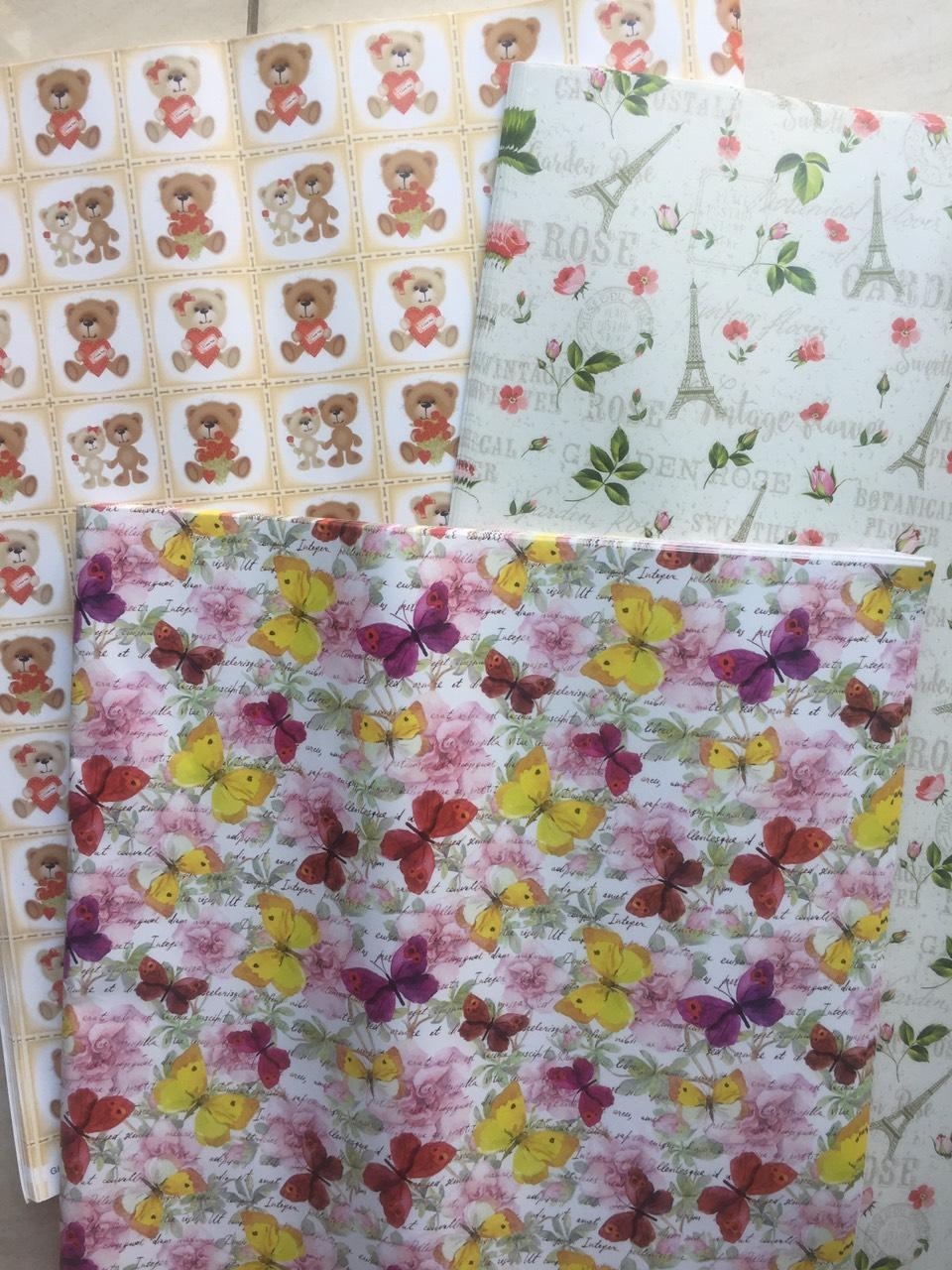 10 tờ Giấy lụa gói hoa, giấy quà, giấy gói kẹo, giấy trang trí, hand made được chọn mẫu kích thước   53x77cm