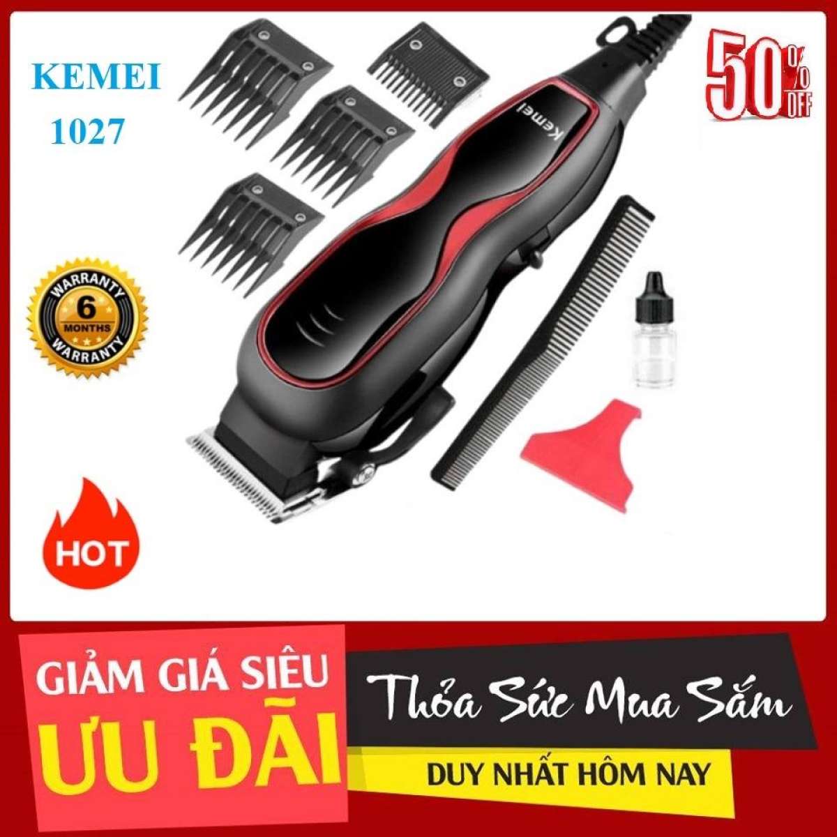 Tông đơ điện cắt tóc chuyên nghiệp kemei 1027