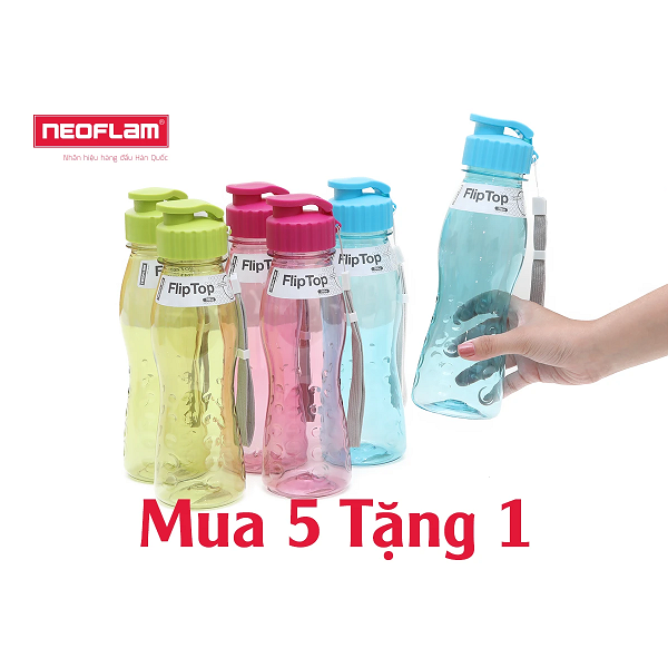 Combo 5 Chai đựng nước bằng nhựa Tritan-Fliptop 700ml, Neoflam Hàn Quốc