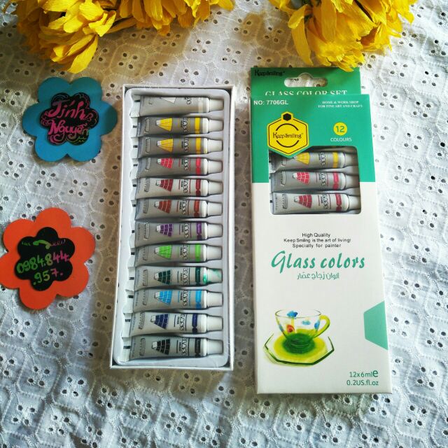Bộ 12 màu vẽ kính glass color