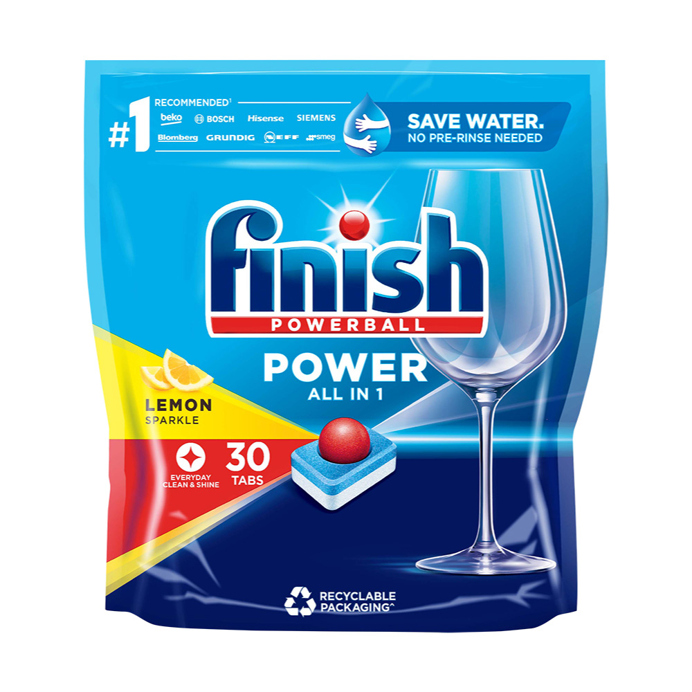 Viên Rửa Chén Bát Hương Chanh Finish Powerball All In 1 Max Lemon Sparkle 30 viên