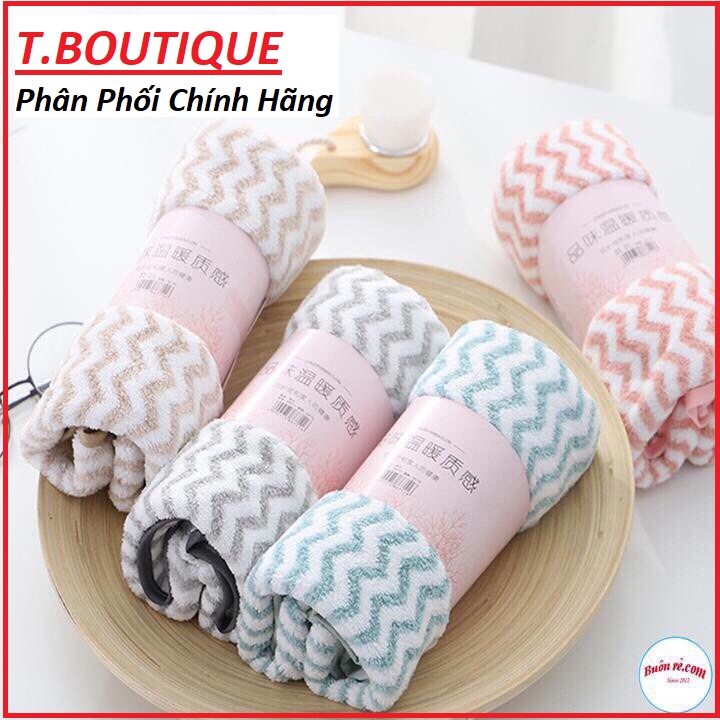 Khăn mặt Kẻ lông cừu siêu mềm kích thước 30x50cm xuất hàn