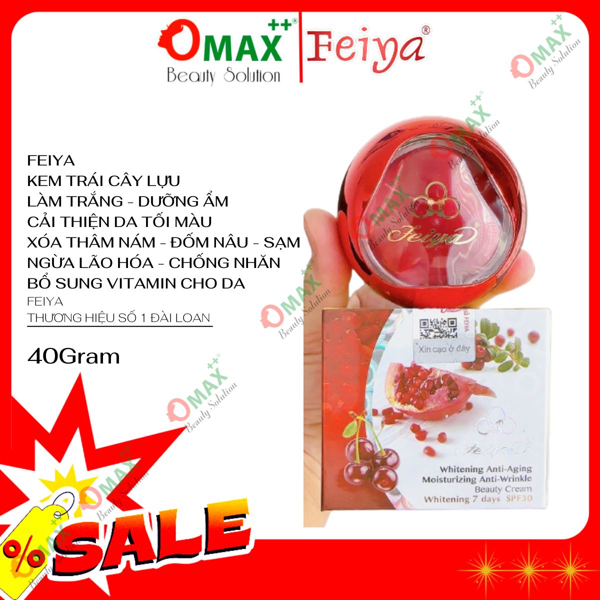 KEM FEIYA LỰU TINH CHẤT TRÁI CÂY - LÀM TRẮNG - ?GIẢM THÂM NÁM - GIÚP CĂNG - SĂN CHẮC - BỔ SUNG VITAMIN 40G