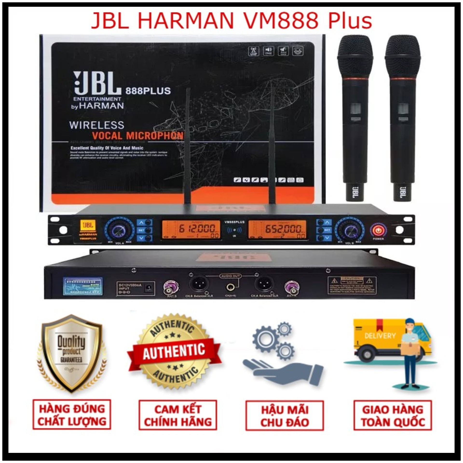 [Phiên Bản Nâng Cấp  2022] Micro JBL HARMAN VM888 Plus-Hàng Nhập Khẩu-Cảm Biến Gia Tốc,Mic Cảm Biến Tự Ngắt-Chống Hú-Rít Cực Tốt, Bắt Âm Chuẩn,Sử Dụng Tốt Cho Karaoke Gia Đình, Dàn Karaoke Kinh Doanh, Sân Khấu, Phòng Trà-Bảo Hành 12T