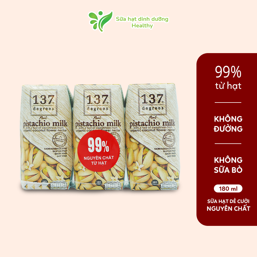Sữa Hạt Dẻ Cười Nguyên Chất 137 Degrees (Lốc 180ML x 3 Hộp)