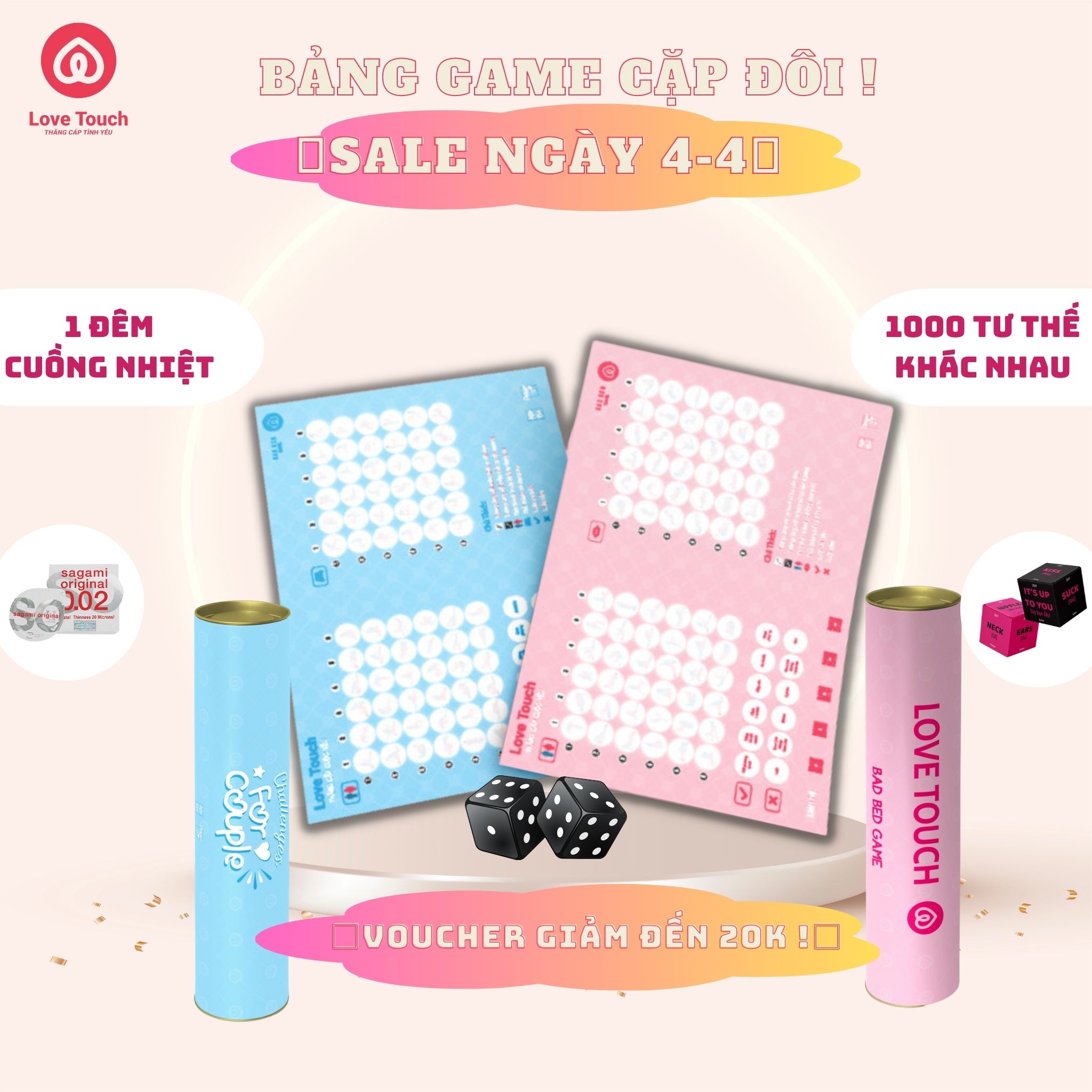Bảng game Bad Bed LOVETOUCH 72 tư thế trò chơi drinking game nâng tầm cảm xúc cho các cặp đổi yêu nhau