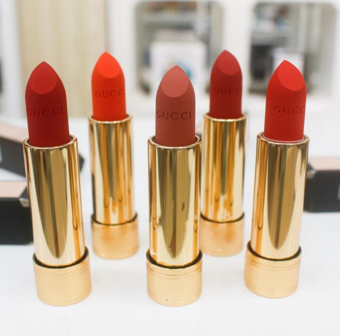Son gucci matte và son kem gucci màu 505 janet rust + màu 500 + màu 208 + màu 25