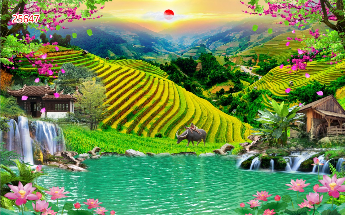 tranh dán tường 3d phong cảnh thiên nhiên giá rẻ và đep