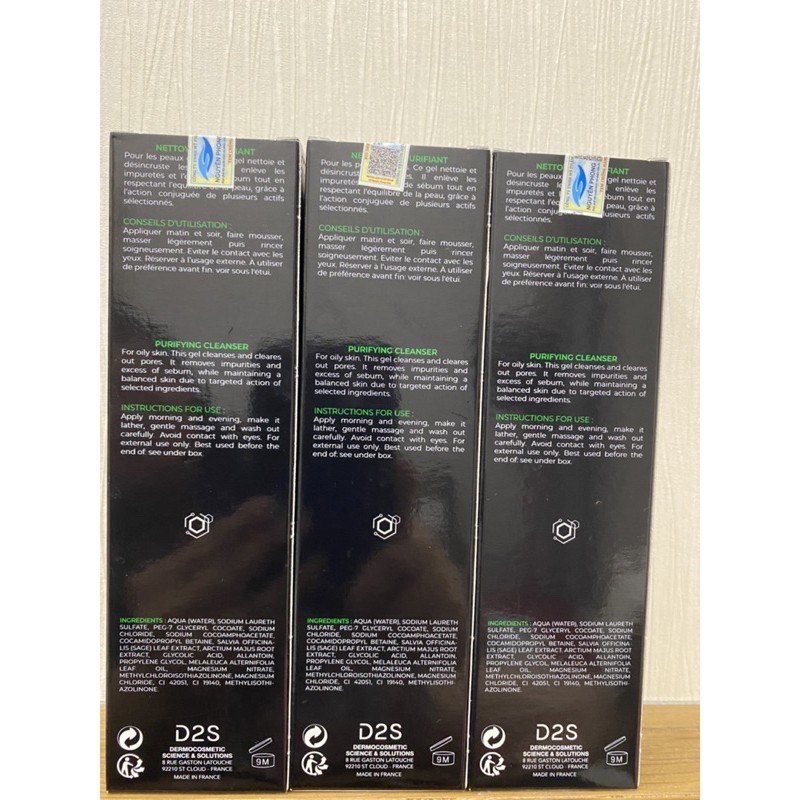 Sữa rửa mặt / Gel rửa mặt D2S Dermocosmetic Purifying Cleanser dành cho da nhờn mụn - xuất xứ Pháp - HSD 2023
