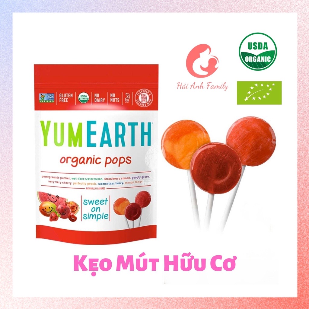 Kẹo Mút Hữu Cơ Cho Bé Yumearth Organic Pops