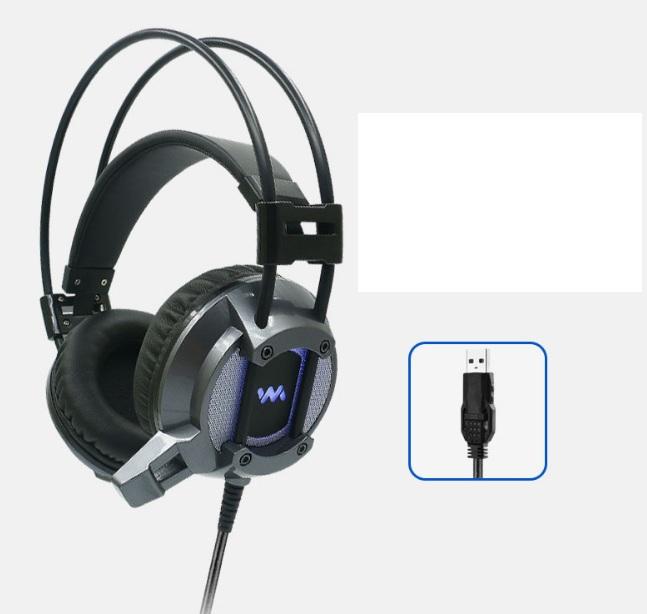 Tai nghe chụp tai WM9600 7.1 Màu xám ,Tai Nghe Chụp Tai Chuyên Game Wangming 9600 - Âm Thanh 7.1 Led Đẹp - Jack Cắm USB